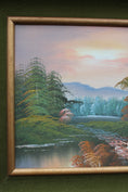 Load image into Gallery viewer, Vintage Oil On Canvas With Green Matting Landscape Painting
