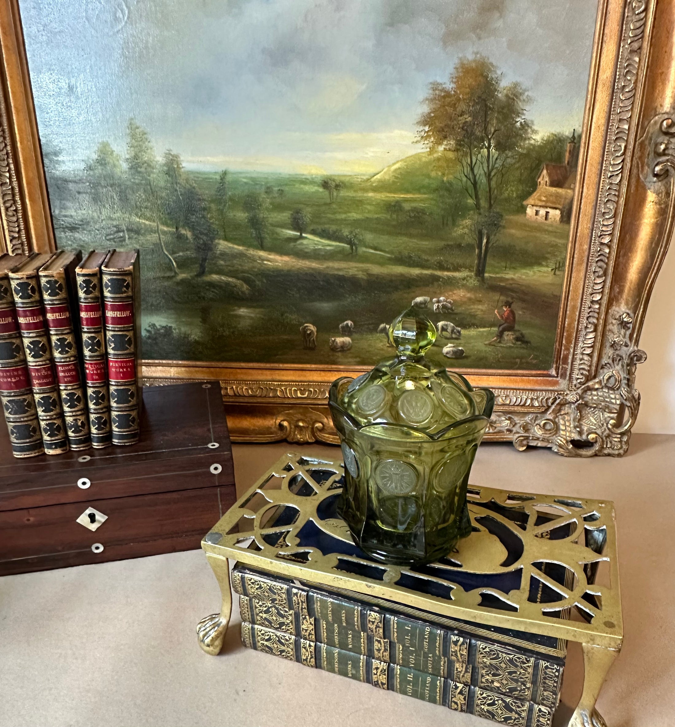 Green Coin Lidded Dish