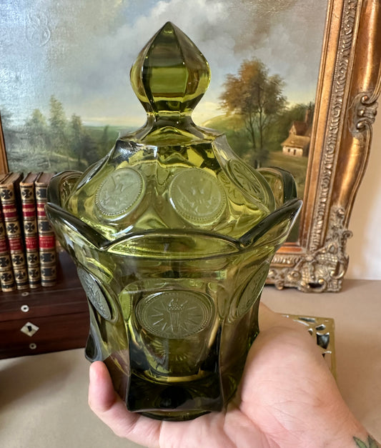 Green Coin Lidded Dish